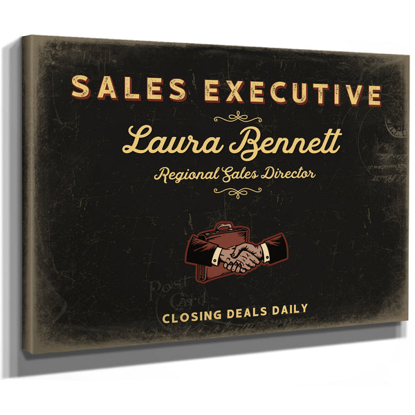 Personalized Sales Executive Sign, Closing Deals Daily, Black & Gold, image 8