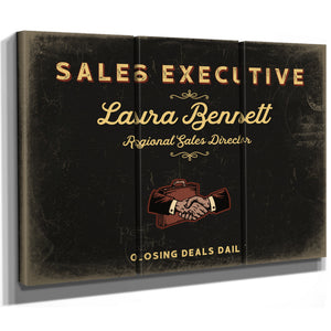 Personalized Sales Executive Sign, Closing Deals Daily, Black & Gold, image 14