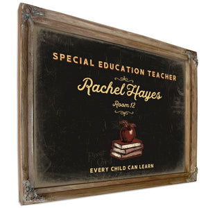 Personalized Special Education Teacher Sign, Every Child Can Learn, Black & Gold, image 6