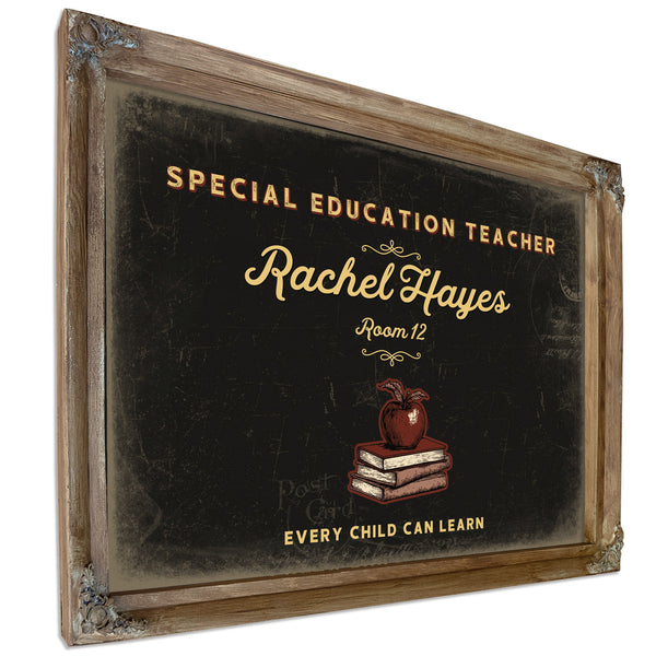 Personalized Special Education Teacher Sign, Every Child Can Learn, Black & Gold, image 6