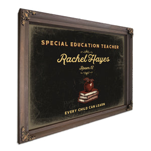 Personalized Special Education Teacher Sign, Every Child Can Learn, Black & Gold, image 7