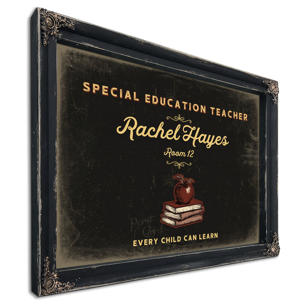 Personalized Special Education Teacher Sign, Every Child Can Learn, Black & Gold, image 1
