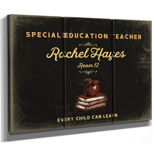 Personalized Special Education Teacher Sign, Every Child Can Learn, Black & Gold, image 14