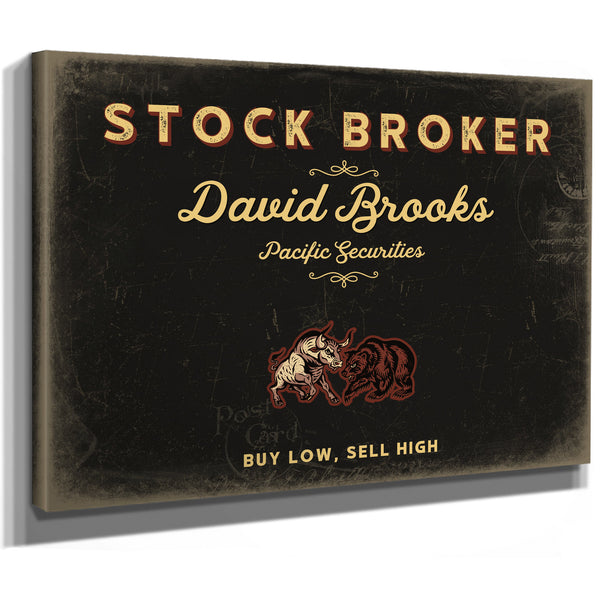 Personalized Stock Broker Sign, Buy Low, Sell High, Black & Gold, image 8