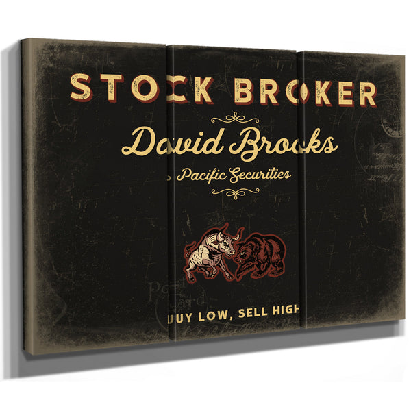 Personalized Stock Broker Sign, Buy Low, Sell High, Black & Gold, image 14