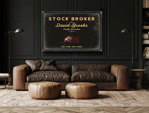 Personalized Stock Broker Sign, Buy Low, Sell High, Black & Gold, image 17