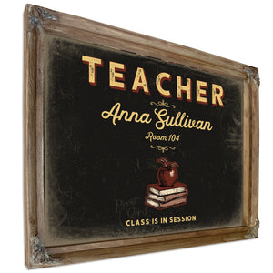 Personalized Teacher Sign, Class Is in Session, Black & Gold, image 6
