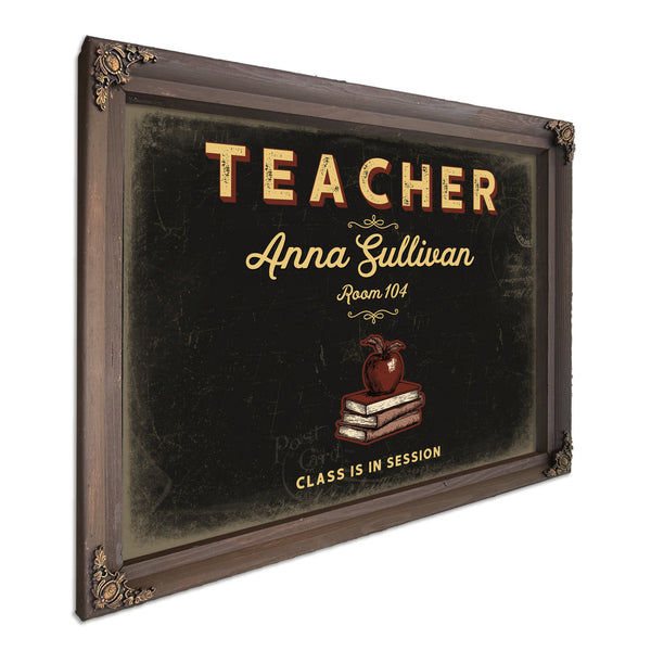 Personalized Teacher Sign, Class Is in Session, Black & Gold, image 7