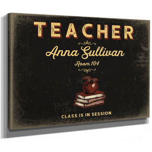 Personalized Teacher Sign, Class Is in Session, Black & Gold, image 8