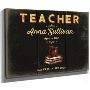 Personalized Teacher Sign, Class Is in Session, Black & Gold, image 14