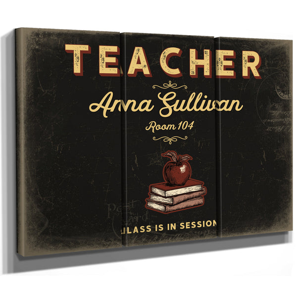 Personalized Teacher Sign, Class Is in Session, Black & Gold, image 14