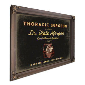Personalized Thoracic Surgeon Sign, Heart and Lungs Are My Business, Black & Gold, image 7