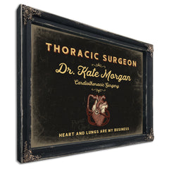 Personalized Thoracic Surgeon Sign, Heart and Lungs Are My Business, Black & Gold, image 1