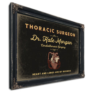 Personalized Thoracic Surgeon Sign, Heart and Lungs Are My Business, Black & Gold, image 1