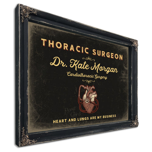 Personalized Thoracic Surgeon Sign, Heart and Lungs Are My Business, Black & Gold, image 1