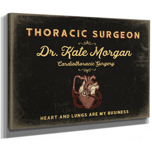 Personalized Thoracic Surgeon Sign, Heart and Lungs Are My Business, Black & Gold, image 8