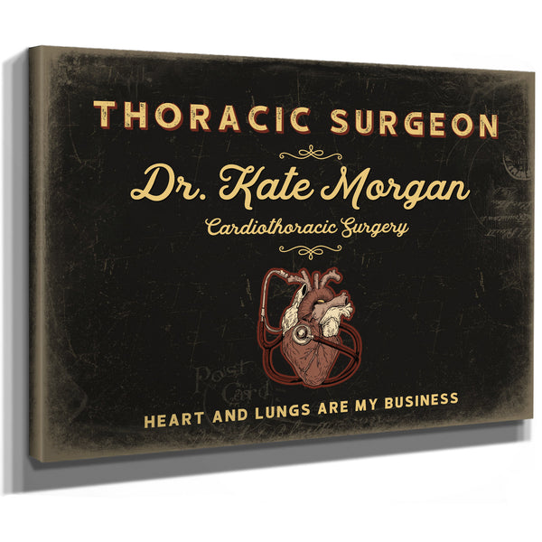 Personalized Thoracic Surgeon Sign, Heart and Lungs Are My Business, Black & Gold, image 8