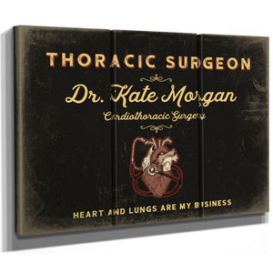 Personalized Thoracic Surgeon Sign, Heart and Lungs Are My Business, Black & Gold, image 14