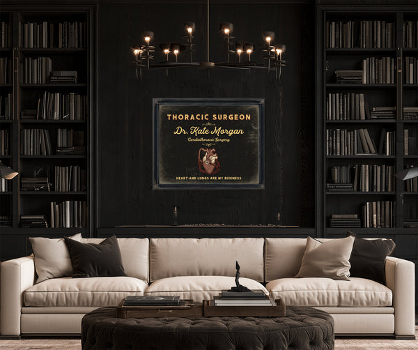 Personalized Thoracic Surgeon Sign, Heart and Lungs Are My Business, Black & Gold, image 16