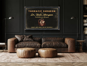 Personalized Thoracic Surgeon Sign, Heart and Lungs Are My Business, Black & Gold, image 17