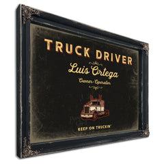 Personalized Truck Driver Sign, Keep On Truckin', Black & Gold, image 1