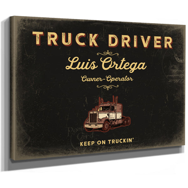 Personalized Truck Driver Sign, Keep On Truckin', Black & Gold, image 8