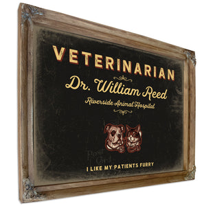 Personalized Veterinarian Sign, I Like My Patients Furry, Black & Gold, image 6