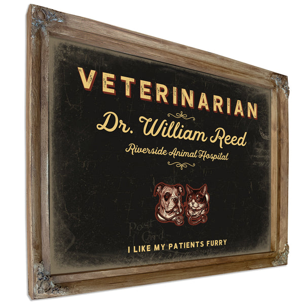 Personalized Veterinarian Sign, I Like My Patients Furry, Black & Gold, image 6