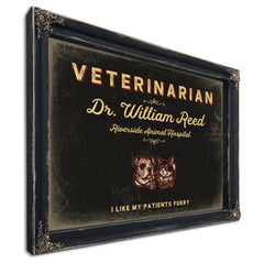 Personalized Veterinarian Sign, I Like My Patients Furry, Black & Gold, image 1