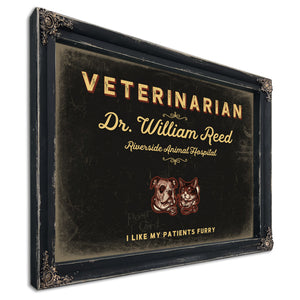 Personalized Veterinarian Sign, I Like My Patients Furry, Black & Gold, image 1