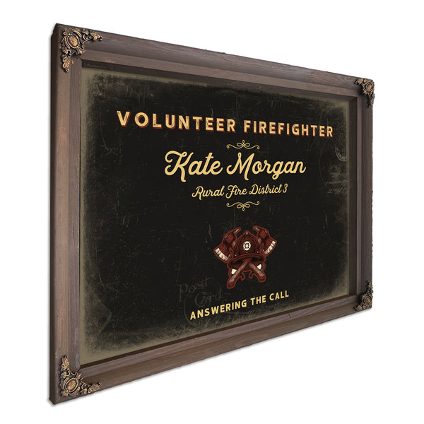 Personalized Volunteer Firefighter Sign, Answering the Call, Black & Gold, image 7