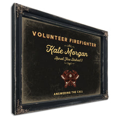 Personalized Volunteer Firefighter Sign, Answering the Call, Black & Gold, image 1
