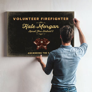 Personalized Volunteer Firefighter Sign, Answering the Call, Black & Gold, image 9