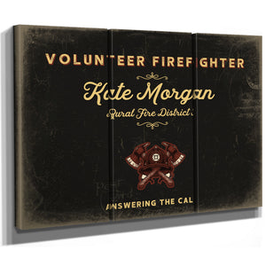 Personalized Volunteer Firefighter Sign, Answering the Call, Black & Gold, image 14