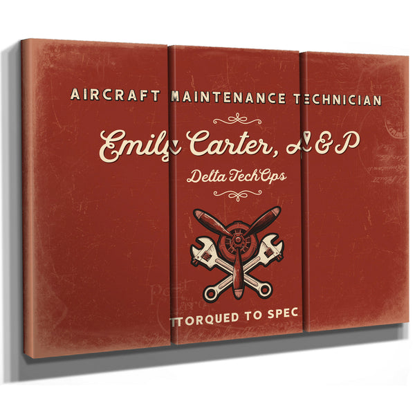 Personalized Aircraft Maintenance Technician Sign, Torqued to Spec, Brick & Black, image 14