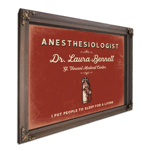 Personalized Anesthesiologist Sign, I Put People to Sleep for a Living, Brick & Black, image 7