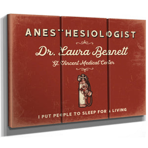 Personalized Anesthesiologist Sign, I Put People to Sleep for a Living, Brick & Black, image 14