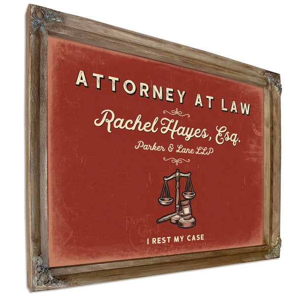 Personalized Attorney at Law Sign, I Rest My Case, Brick & Black, image 6