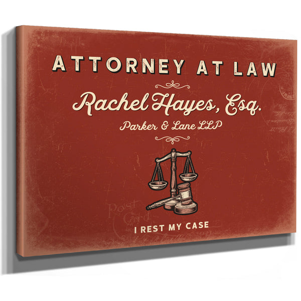 Personalized Attorney at Law Sign, I Rest My Case, Brick & Black, image 8