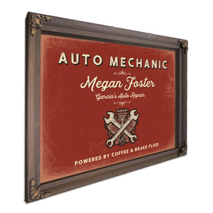 Personalized Auto Mechanic Sign, Powered by Coffee & Brake Fluid, Brick & Black, image 7