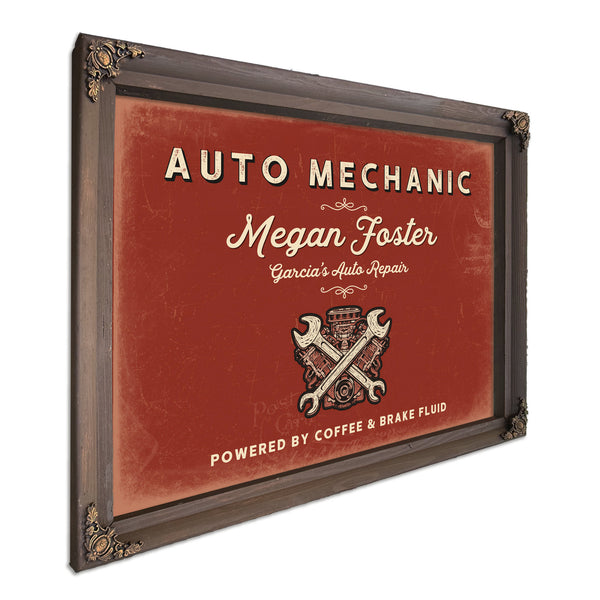 Personalized Auto Mechanic Sign, Powered by Coffee & Brake Fluid, Brick & Black, image 7