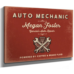 Personalized Auto Mechanic Sign, Powered by Coffee & Brake Fluid, Brick & Black, image 8