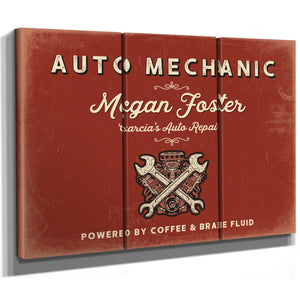 Personalized Auto Mechanic Sign, Powered by Coffee & Brake Fluid, Brick & Black, image 14