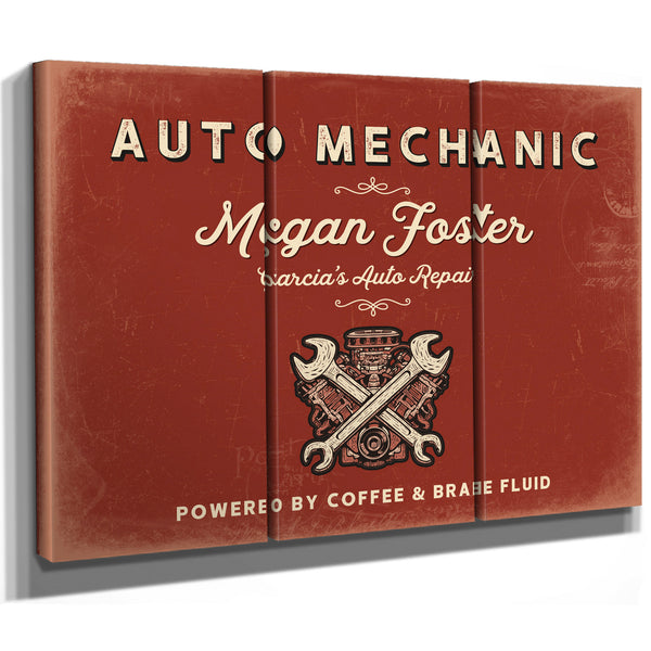 Personalized Auto Mechanic Sign, Powered by Coffee & Brake Fluid, Brick & Black, image 14