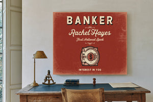 Personalized Banker Sign, Interest in You, Brick & Black, image 2
