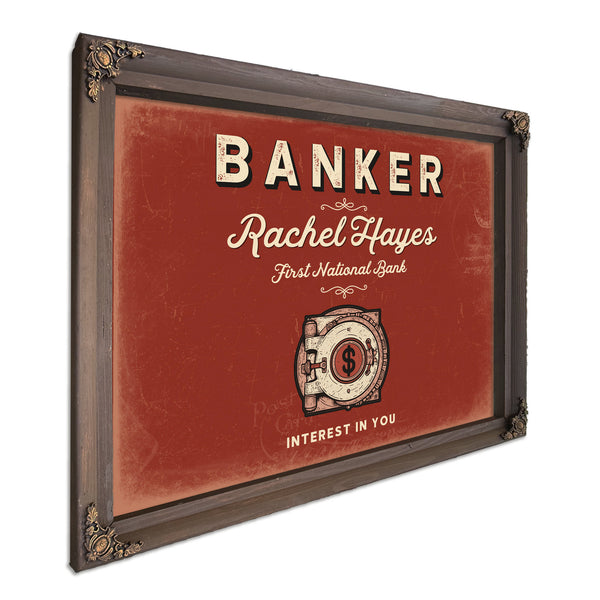 Personalized Banker Sign, Interest in You, Brick & Black, image 7