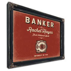 Personalized Banker Sign, Interest in You, Brick & Black, image 1