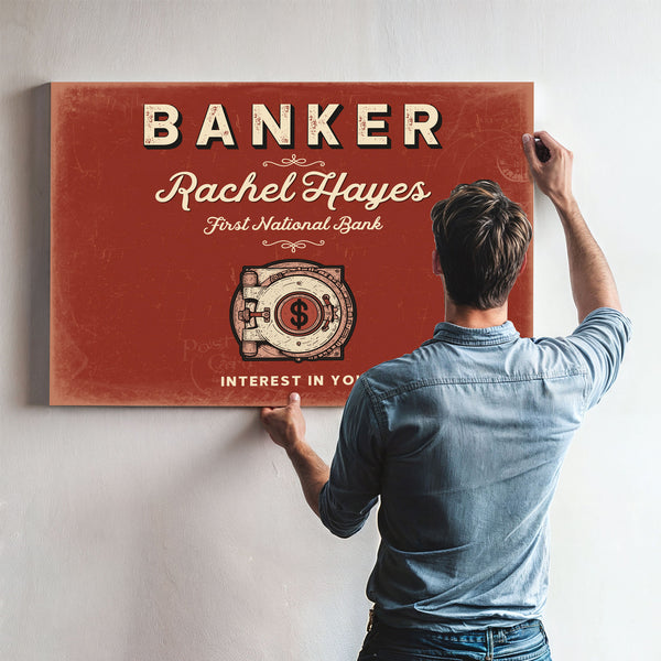Personalized Banker Sign, Interest in You, Brick & Black, image 9
