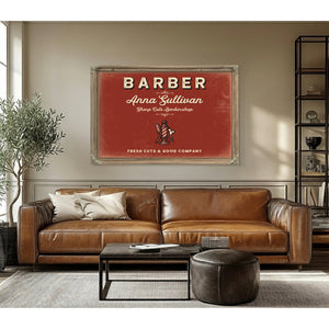 Personalized Barber Sign, Fresh Cuts & Good Company, Brick & Black, image 3