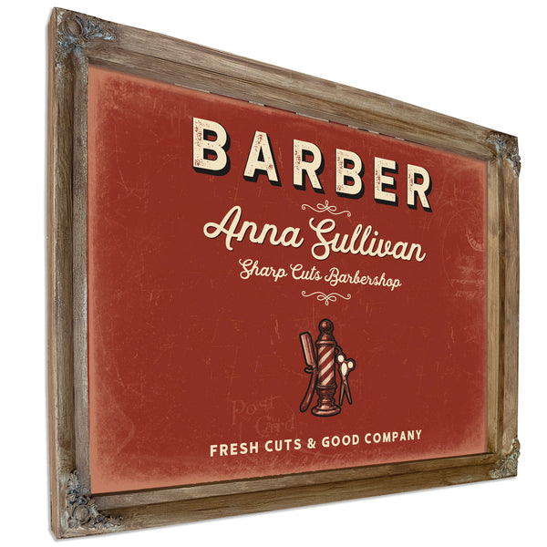 Personalized Barber Sign, Fresh Cuts & Good Company, Brick & Black, image 6